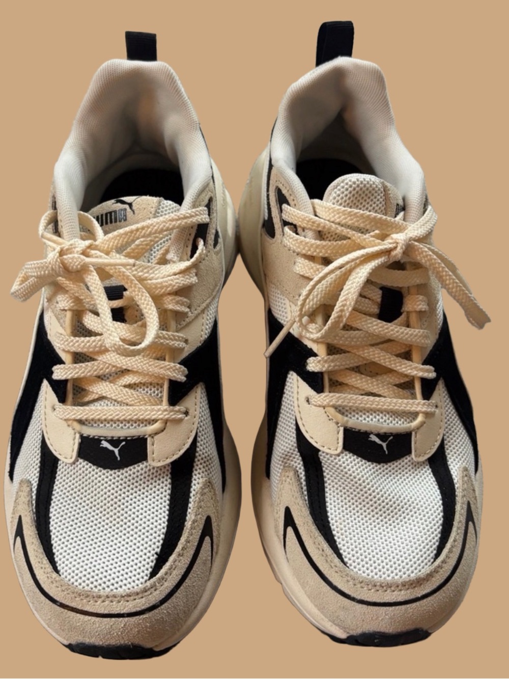 PUMA Hypnotic LS Chunky Retro Mesh Sneakers Cream Black White